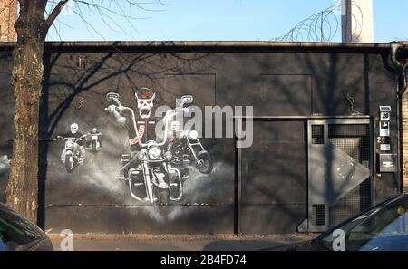 Clubhaus, Hells Angels, Streustraße, Weißensee, Berlin, Deutschland Stockfoto