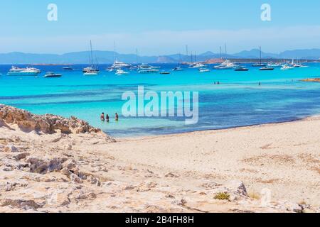 Ses Illetes Strand, Formentera, Balearen, Spanien Stockfoto