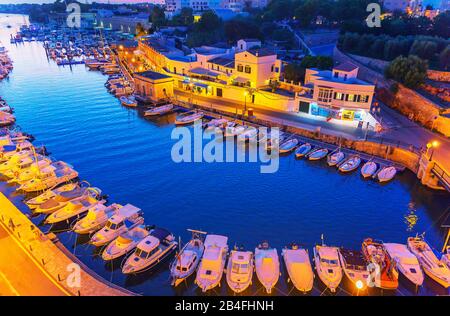 Historischen alten Hafen und Altstadt, Ciutadella, Menorca, Balearen, Spanien, Europa, Stockfoto