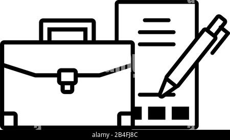 Aktenkoffer mit SEO-Symbolen auf weißem Hintergrund, Vektorgrafiken Stock Vektor