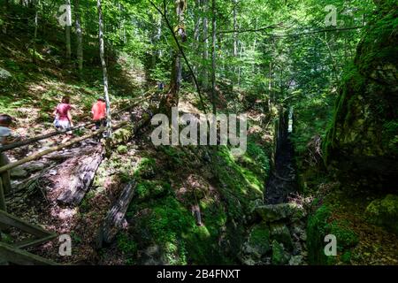 Grundlsee, Rafting-Durchbruch vom Kammersee zum Toplitzsee (Toplitzer See), Blick nach Osten zum Kammersee im Ausseerland-Salzkammergut, Steiermark, Styria, Österreich Stockfoto