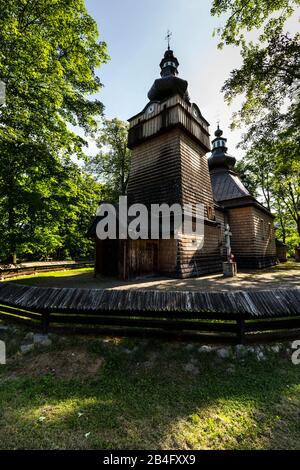 Europa, Polen, Provinz Kleinpolen, Route der Holzarchitektur, Die orthodoxe Pfarrkirche zum Schutz der Mutter Gottes in Hanczowa Stockfoto