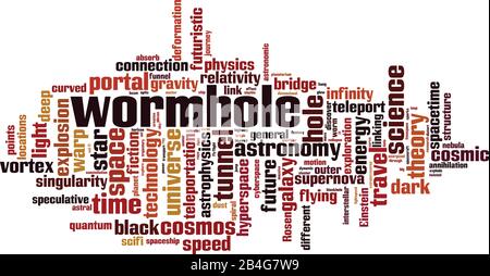 Wormhole Word Cloud Konzept. Collage aus Wörtern über Wurmloch. Vektorgrafiken Stock Vektor