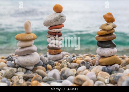 Kieselstein am Strand in Baska, Insel Krk, Kvarner Bucht, Primorje-Gorski Kotar, Kroatien Stockfoto