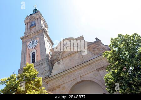 Georgenkirche, Kirchturm, Taufkirche Johann Sebastian Bach, Fassade, historisch, Eisenach, Thüringen, Deutschland, Europa, Stockfoto