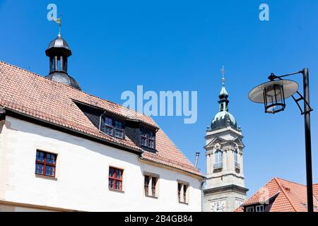 Georgenkirche, Kirchturm, Taufkirche Johann Sebastian Bach, Fassade, historisch, Eisenach, Thüringen, Deutschland, Europa, Stockfoto