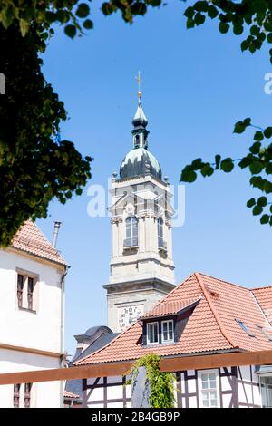 Georgenkirche, Kirchturm, Taufkirche Johann Sebastian Bach, Fassade, historisch, Eisenach, Thüringen, Deutschland, Europa, Stockfoto