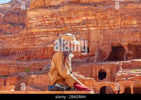 Jordan, Beduinen in der Rockstadt Petra Stockfoto