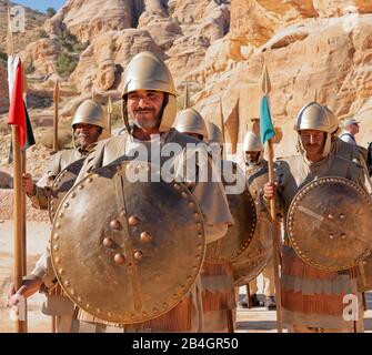 Jordan, Attraktionen in der Rockstadt Petra, römische Soldaten Stockfoto