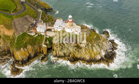 Luftansicht des Baily Lighthouse, Howth North Dublin Stockfoto