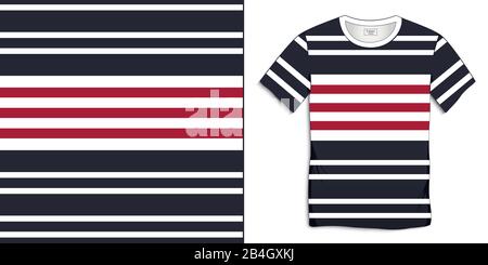 Mit T-Shirt-Grafik, Matrosenstreifen, T-Shirt mit marinebasierte Schablonenvektor Stock Vektor