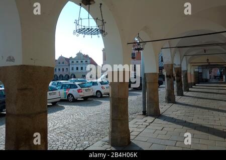 Tschechische Republik, Tel. Die Stadt wurde im 13. Jahrhundert als königliches Wasserfort an der Kreuzung der vielbefahrenen Handelswege zwischen Böhmen, Mähren und Österreich gegründet. Stockfoto