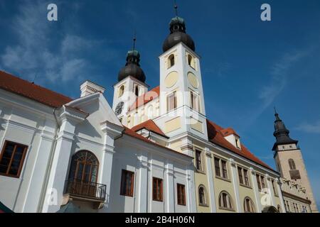 TelC liegt an der Südwestspitze Mährens auf halbem Weg zwischen Prag und Wien. St.-jakob-kirche. UNESCO-Weltkulturerbe Stockfoto