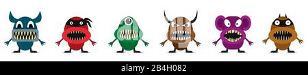 Niedliches Monsterset. Lustige Cartoon-Monster, Vector Stock Vektor