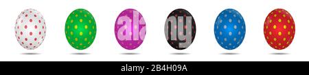 Ostereier. Farbiges Ostereierset, Vektor Stock Vektor