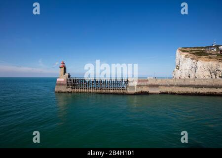 Normandie, Leuchtturm, Ärmelkanal, Hafen, Fecamp Stockfoto