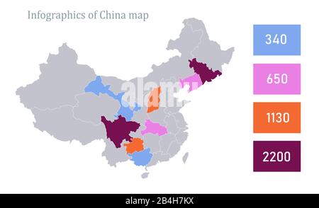 Infografiken der chinesischen Karte, administrative Unterteilungen, Vektor Stock Vektor