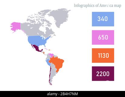 Infografiken von America Map, Vektor der einzelnen Bundesstaaten Stock Vektor