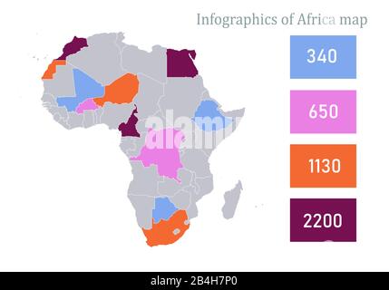 Infografiken der Afrika-Karte, Vektor einzelner Staaten Stock Vektor