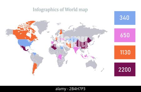 Infografiken der Weltkarte, Vektor der einzelnen Zustände Stock Vektor