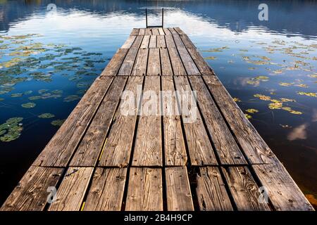 Anlegesteg am Hopfensee im Allgäuer Stockfoto