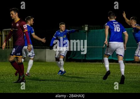 Bridgend, Wales, Großbritannien. März 2020. Penybont/Cardiff Traf Sich am 6. März 2020 im Bryntirion Park im JD Cymru Premier. Kredit: Lewis Mitchell/Alamy Live News Stockfoto