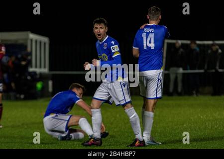 Bridgend, Wales, Großbritannien. März 2020. Penybont/Cardiff Traf Sich am 6. März 2020 im Bryntirion Park im JD Cymru Premier. Kredit: Lewis Mitchell/Alamy Live News Stockfoto