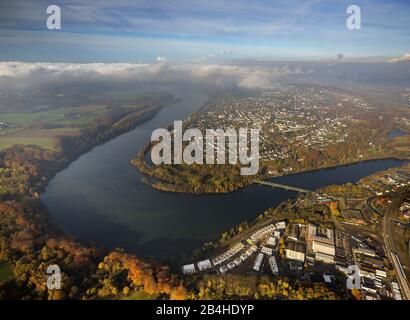 , Baldeneysee mit dem Essener Stadtteil Heisingen, 20.11.2013, Luftbild , Deutschland, Nordrhein-Westfalen, Ruhrgebiet, Essen Stockfoto