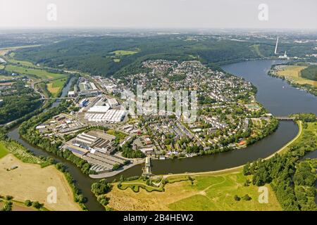 , Stadt der Wetter am Obergraben und Harkortsee, 08.07.2013, Luftbild, Deutschland, Nordrhein-Westfalen, Ruhrgebiet, Wetter/Ruhrgebiet Stockfoto