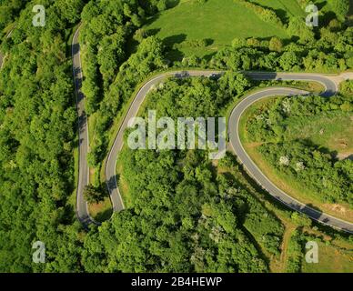 , Straße K89 beim Landkreis Langscheid, 03.05.2011, Luftbild, Deutschland, Rheinland-Pfalz, Oberwesel Stockfoto