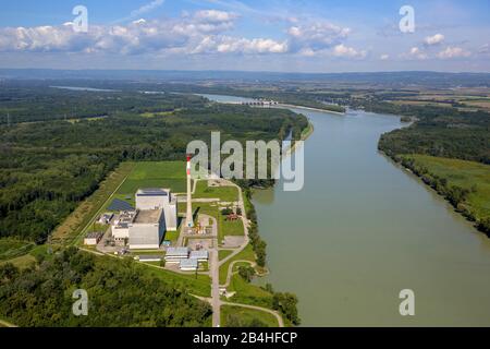 Kernkraftwerk Zwentendorf an der Donau, Luftbild, 25.08.2014, Österreich, Oberösterreich, Zwentendorf an der Donau Stockfoto