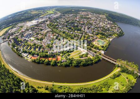 , Stadt der Wetter am Obergraben und Harkortsee, 08.07.2013, Luftbild, Deutschland, Nordrhein-Westfalen, Ruhrgebiet, Wetter/Ruhrgebiet Stockfoto