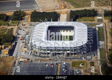 , Borussia-Park-Stadion der Fußballmannschaft Borussia Mönchengladbach, 11.09.2004, Luftbild, Deutschland, Nordrhein-Westfalen, Mönchengladbach Stockfoto