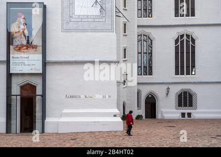 Deutschland, Sachsen, Meissen, Eingang zum Museum Albrechtsburg, erbaut im 15. Jahrhundert, gilt als älteste Burg Deutschlands. Stockfoto