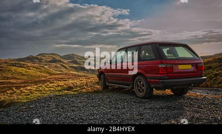 Range Rover P38 Off Road in Wales Stockfoto