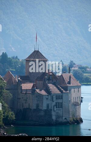 Schloss Chillon, Chateau de Chillon, Genfersee, Veytaux, Waadt, Schweiz Stockfoto