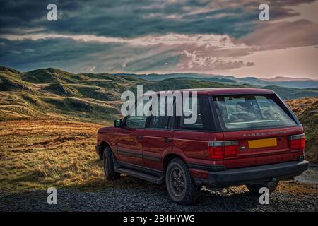 Range Rover P38 Off Road in Wales Stockfoto