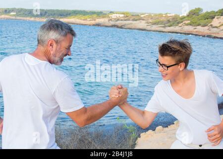 Kampf, Vater, Sohn, Stärke Stockfoto