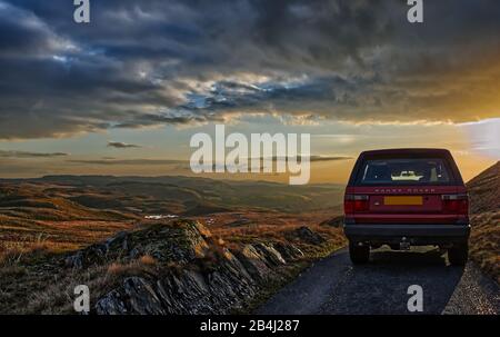 Range Rover P38 Off Road in Wales Stockfoto