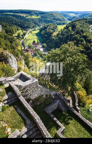 Burg Hohengundelfingen, Lautertal, Große Lauter, Gundelfingen, Münsingen, Schwäbische Alb, Baden-Württemberg, Deutschland, Europa Stockfoto