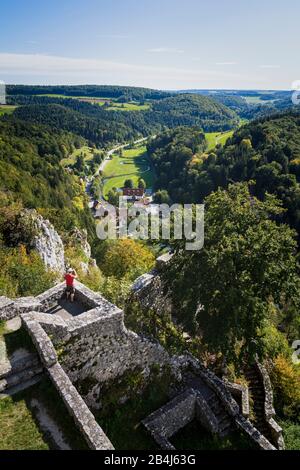 Burg Hohengundelfingen, Lautertal, Große Lauter, Gundelfingen, Münsingen, Schwäbische Alb, Baden-Württemberg, Deutschland, Europa Stockfoto