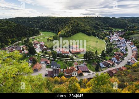 Lauterschleife, Große Lauter, Lautertal, Hundersingen, Muensingen, Schwäbische Alb, Baden-Württemberg, Deutschland, Europa Stockfoto