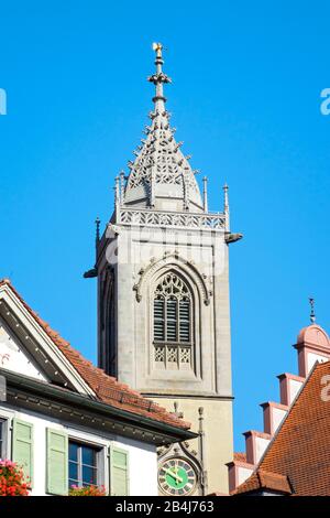 Deutschland, Baden-Württemberg, Pfullendorf, Turm der Stadtkirche St. jakob Stockfoto