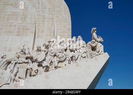 Europa, Portugal, Region Lissabon, Lissabon, Belem, Padrao dos Descobrimentos, Denkmal für Die Entdeckungen, Entdeckerdenkmal, Denkmal für die Seefahrt Stockfoto
