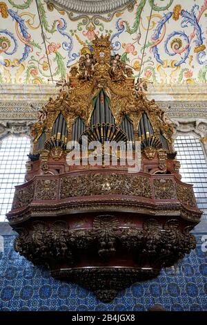 Europa, Portugal, Region Centro, Coimbra, Universität, Capela de Sao Miguel, Sao Miguel Kapelle, Michaelskapelle, innen, Orgel Stockfoto