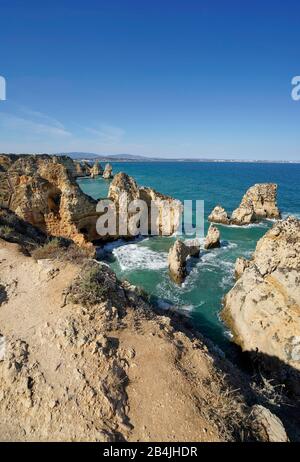 Europa, Portugal, Region Algarve, Lagos, Küste der Algarve, Atlantik, Ponta da Piedade, Felsküste Stockfoto