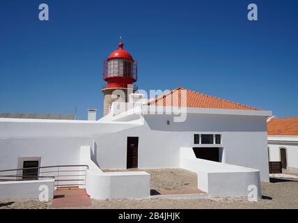 Europa, Portugal, Region Algarve, Sagres, Cabo de Sao Vicente, Kap St. Vincent, Leuchtturm Stockfoto