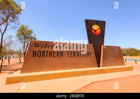 Willkommen beim Schild Northern Territory, NT, Australien Stockfoto