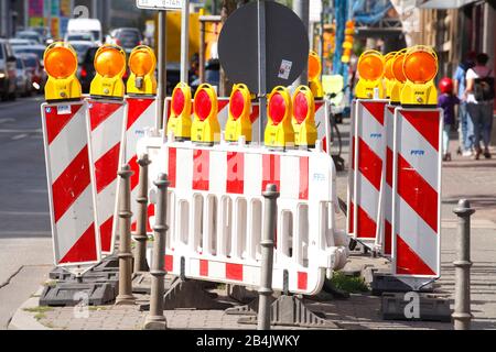 Verkehrszeichen Baustellensperre, Deutschland, Europa Stockfoto