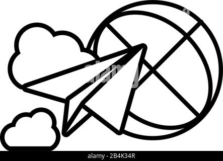 Welt mit Papierebene auf weißem Hintergrund Vektorgrafiken Stock Vektor